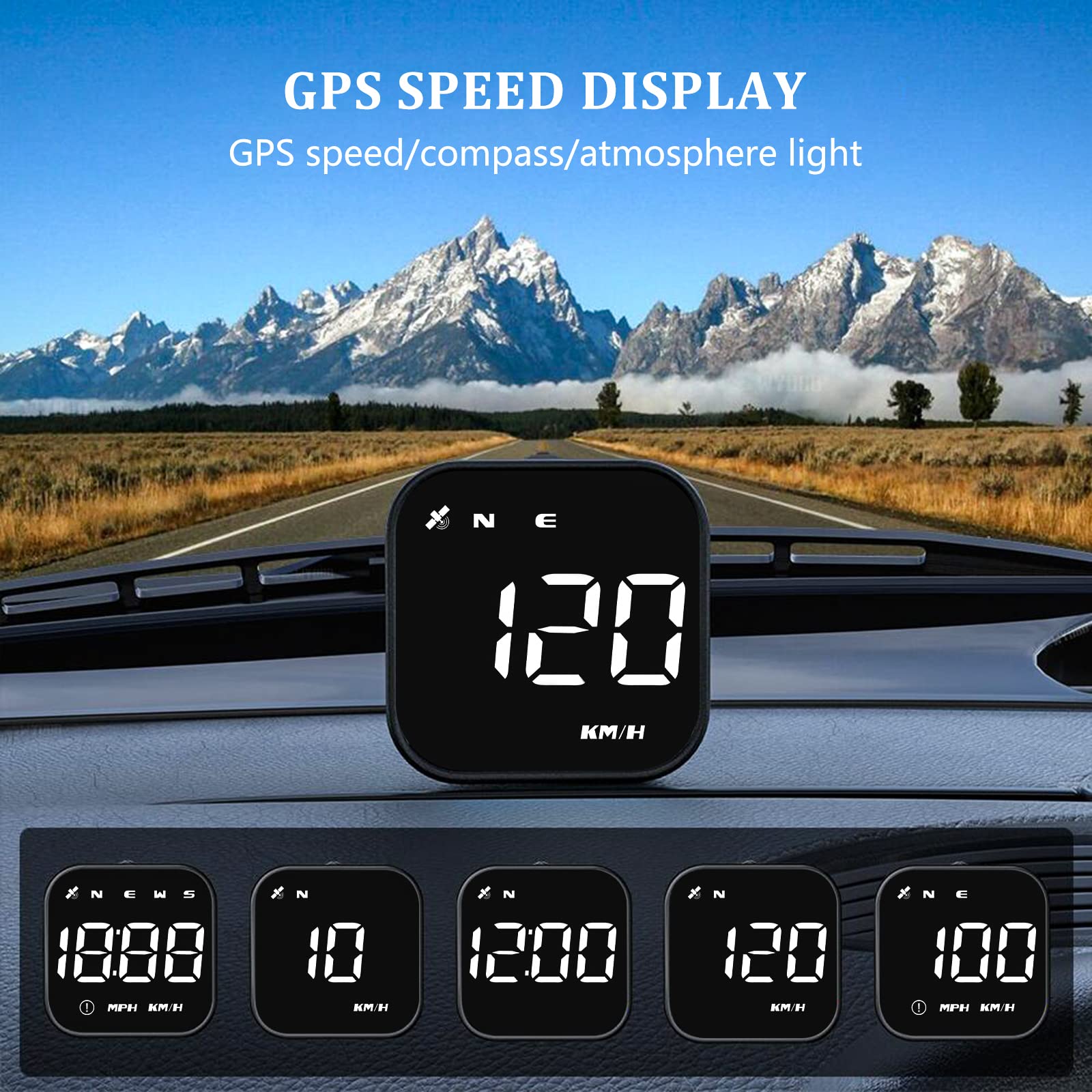 wiiyii G4S Digital GPS Speedometer - HUD Car Head Up Display, MPH/KPH for Cars & Trucks, Universal Fit, G4S-White